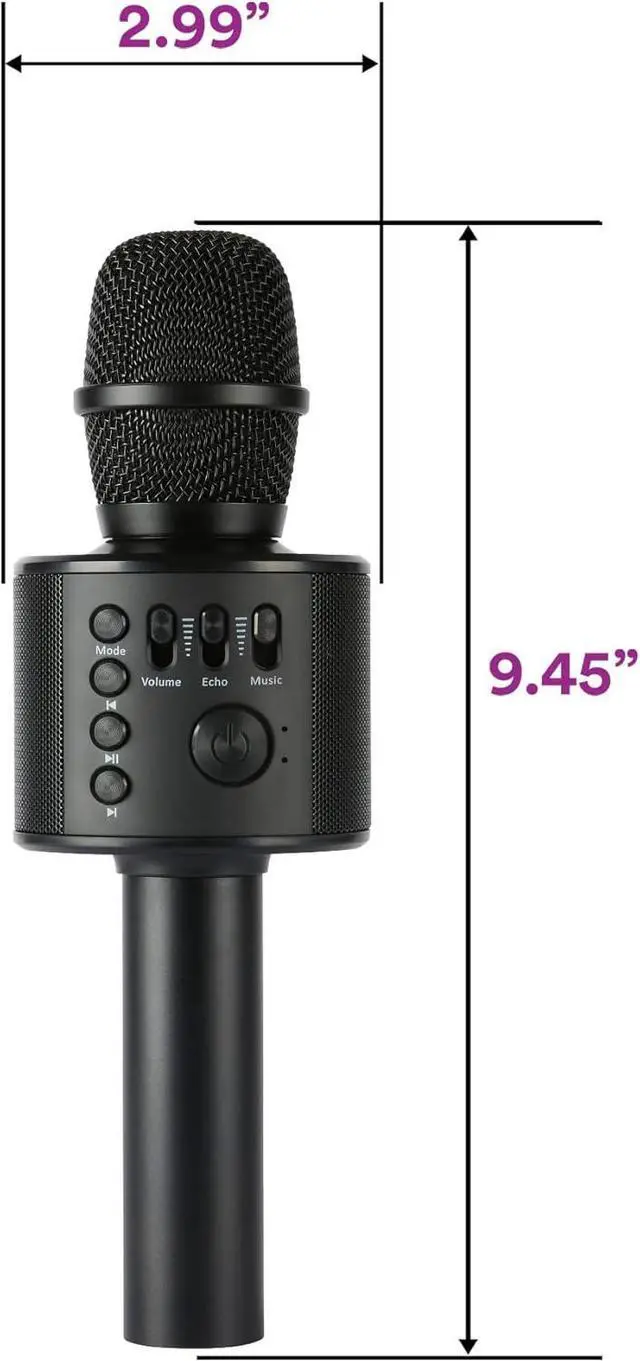 Alt view image 7 of 7 - Wireless Bluetooth Karaoke Microphone with Built-in Speakers + HD Recording, Portable Handheld Mic | Black