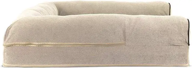 Alt view image 3 of 7 - Furhaven Cooling Gel Dog Bed for Large Dogs w/ Removable Bolsters & Washable Cover, For Dogs Up to 95 lbs - Sherpa & Chenille Sofa - Cream, Jumbo/XL