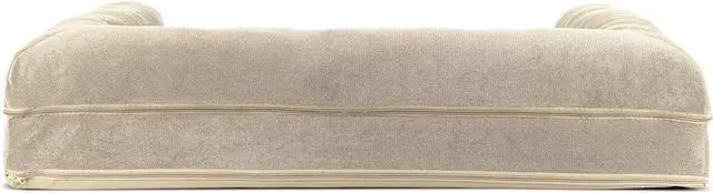 Alt view image 4 of 7 - Furhaven Cooling Gel Dog Bed for Large Dogs w/ Removable Bolsters & Washable Cover, For Dogs Up to 95 lbs - Sherpa & Chenille Sofa - Cream, Jumbo/XL