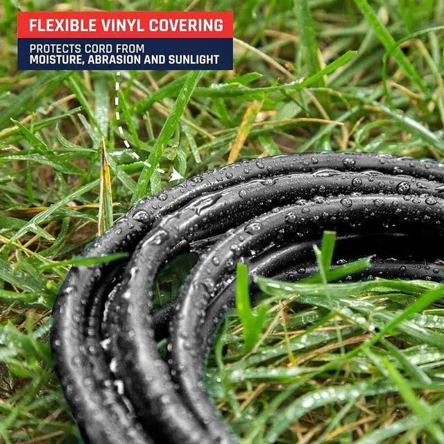 Alt view image 4 of 5 - Lone Star Oil Resistant Heavy Duty Outdoor Extension Cord 10 Ft for Farms & Ranches - SJTOW 12 Gauge Cord with 3 Prong - Industrial & Appliance Cord 12 AWG, 15 AMP Black 10 Foot