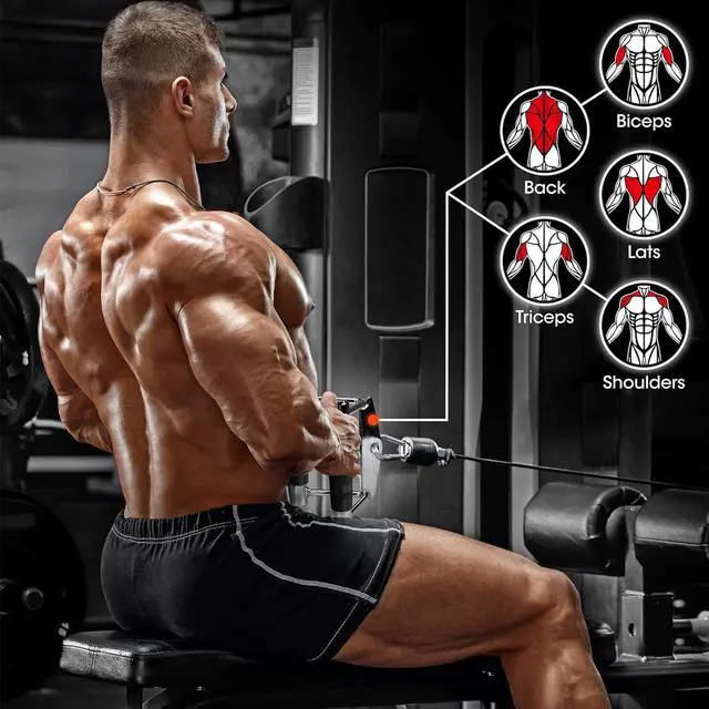 Alt view image 2 of 7 - Yes4All Double D Row Handle Cable Attachment for Weight Workout, Cable Machine Accessories for Home Gym, LAT Pull Down V Bar with Capacity Up to 880LBS