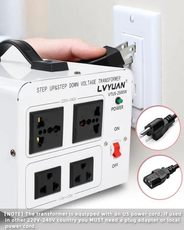 Alt view image 5 of 7 - LVYUAN 2500W Voltage Transformer Power Converter Step Up 110V to 220V, Step Down 220V to 110V, 110/120 Volt - 220/240 Volt