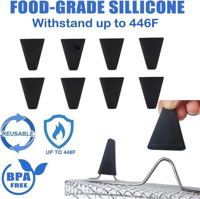 Alt view image 4 of 7 - Upgrade Air Fryer Rack, Three Stackable Dehydrator Racks with spare clip and silicone feet,Stainless Steel Air Fryer Accessories Round Air Fryer Rack (Round)