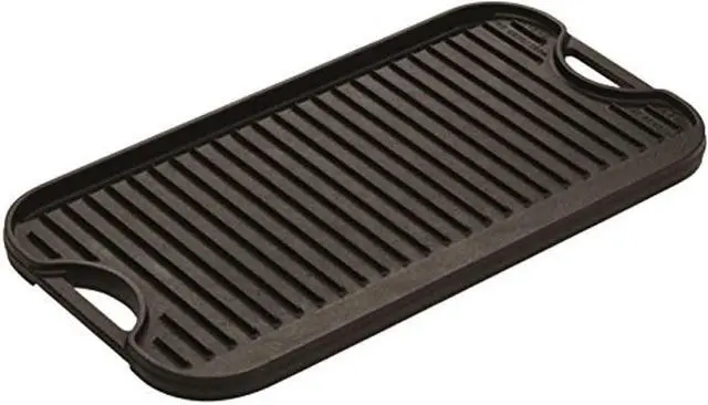 Main image of Lodge 20 x 10.44 Inch Pro-Grid Reversible Cast Iron Grill/Griddle  Double Burner Cookware, Pre-Seasoned, Non-Toxic, Made in USA, For Stovetop, Oven, Grill & Campfire