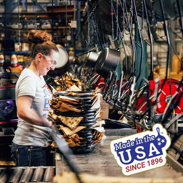 Alt view image 2 of 4 - Lodge 20 x 10.44 Inch Pro-Grid Reversible Cast Iron Grill/Griddle  Double Burner Cookware, Pre-Seasoned, Non-Toxic, Made in USA, For Stovetop, Oven, Grill & Campfire