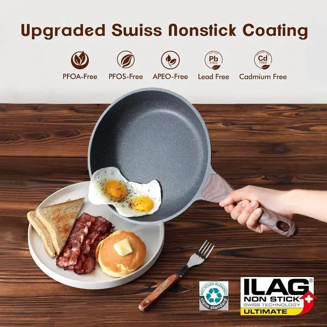 Alt view image 2 of 7 - SENSARTE Nonstick Frying Pan Skillets, Swiss Granite Coating Omelette Pans, Healthy Cookware Chef's Pan, Free of Intentionally Added PFOA (9.5+11+12.5 Inch)