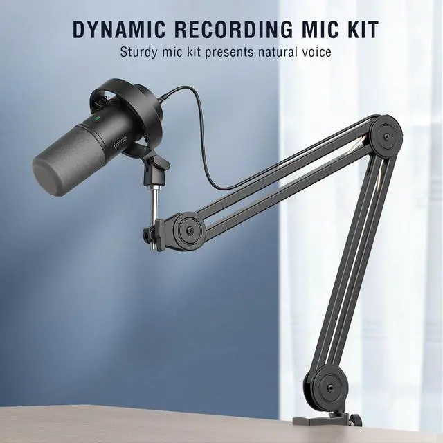 Alt view image 2 of 7 - FIFINE Dynamic Podcast Microphone Set with Boom Arm Stand, Studio XLR/USB Microphone for Recording Vocal Streaming, Metal Mic with Mute Tap, Headphone Jack, Heavy Duty Boom Arm-K688T