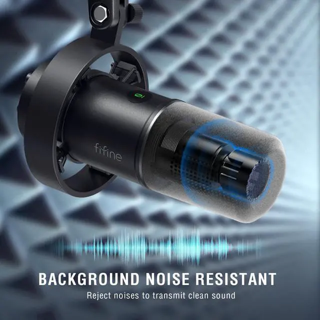 Alt view image 3 of 7 - FIFINE Dynamic Podcast Microphone Set with Boom Arm Stand, Studio XLR/USB Microphone for Recording Vocal Streaming, Metal Mic with Mute Tap, Headphone Jack, Heavy Duty Boom Arm-K688T