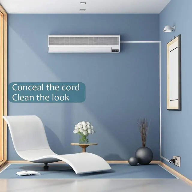 Alt view image 2 of 7 - 153in Cord Hider Wall, Wire Hiders for 3 Cords, Cord Cover for 2 Thick Extension Cables, Paintable Cable Cover to Hide Cords Wall Mounted TV, Cord Concealer, 9X L17in X W0.95in X 0.47in, White