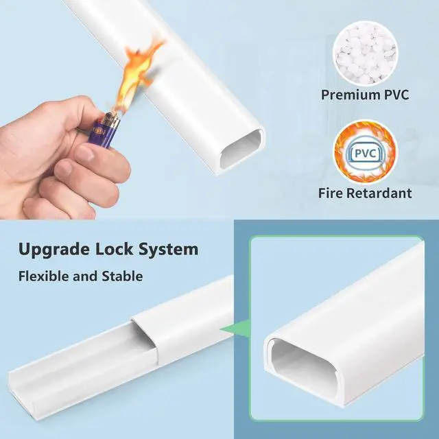 Alt view image 5 of 7 - 153in Cord Hider Wall, Wire Hiders for 3 Cords, Cord Cover for 2 Thick Extension Cables, Paintable Cable Cover to Hide Cords Wall Mounted TV, Cord Concealer, 9X L17in X W0.95in X 0.47in, White