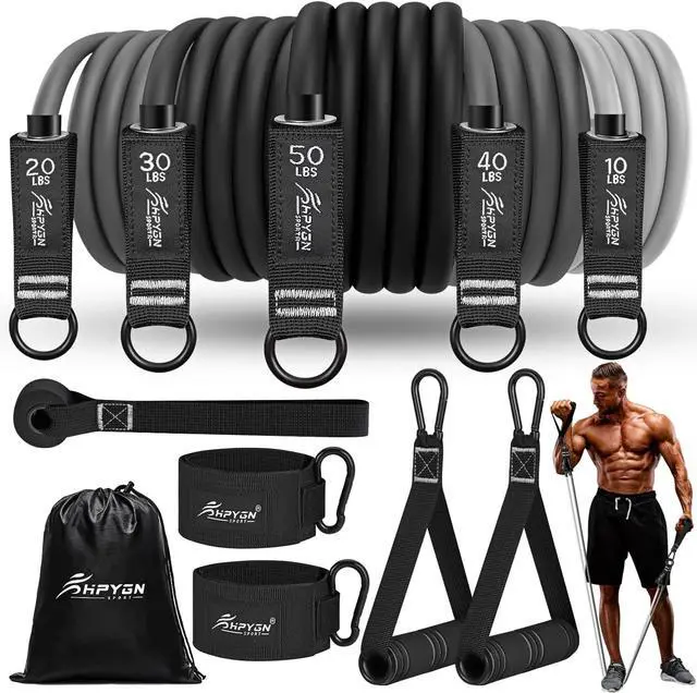 Main image of HPYGN Resistance Bands, Exercise Bands for Working Out, Workout Bands Men, Fitness Band with Handle, Door Anchor, Home Gym Equipment for Musle Training, Physical Therapy, Strength Training, Shape Body