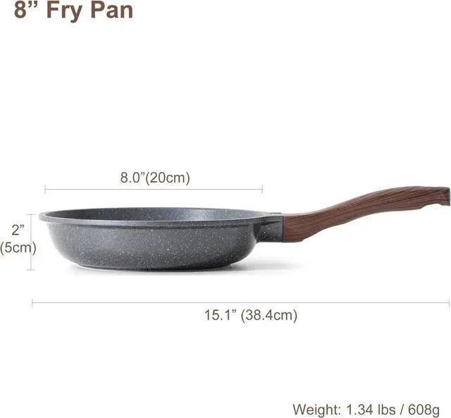 Alt view image 3 of 7 - SENSARTE Nonstick Frying Pan Skillet, Swiss Granite Coating Omelette Pan, Healthy Stone Cookware Chef's Pan, PFOA Free (8/9.5/10/11/12.5 Inch) (8 Inch)