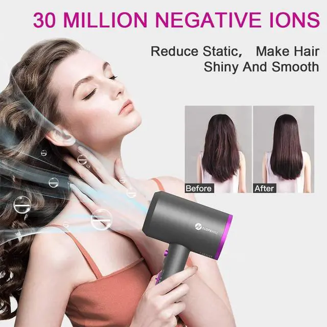 Alt view image 3 of 7 - Slopehill Professional Ionic Hair Dryer, 1800W, 3 Attachments, Low Noise, Travel-Friendly