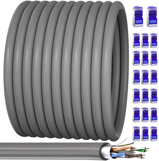Main image of Cat 6 Outdoor Ethernet Cable 328ft / 100M (20 RJ45), 23AWG Shielded Ethernet Cable Cat 6 Bulk, FTP, Waterproof, Direct Burial, In-Ground, UV Resistant, Network, LAN, Internet, Cat6 Cable - 328 Feet