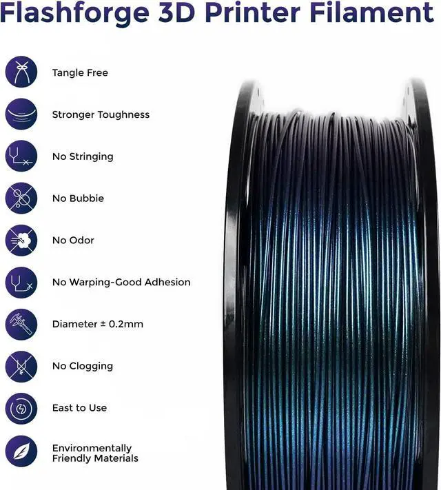 Alt view image 3 of 5 - FLASHFORGE PETG Pro Filament 1.75mm +/- 0.02mm Burnt Titanium, Color Changeable 3D Printer Filament 1kg, Chameleon 3D Printing Filament Changing Colors with Light, Perfectly Hide The Layer Line