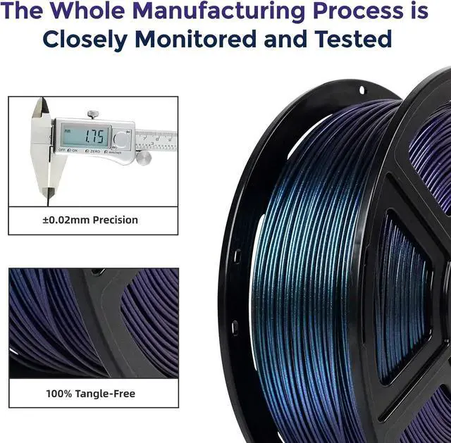 Alt view image 4 of 5 - FLASHFORGE PETG Pro Filament 1.75mm +/- 0.02mm Burnt Titanium, Color Changeable 3D Printer Filament 1kg, Chameleon 3D Printing Filament Changing Colors with Light, Perfectly Hide The Layer Line