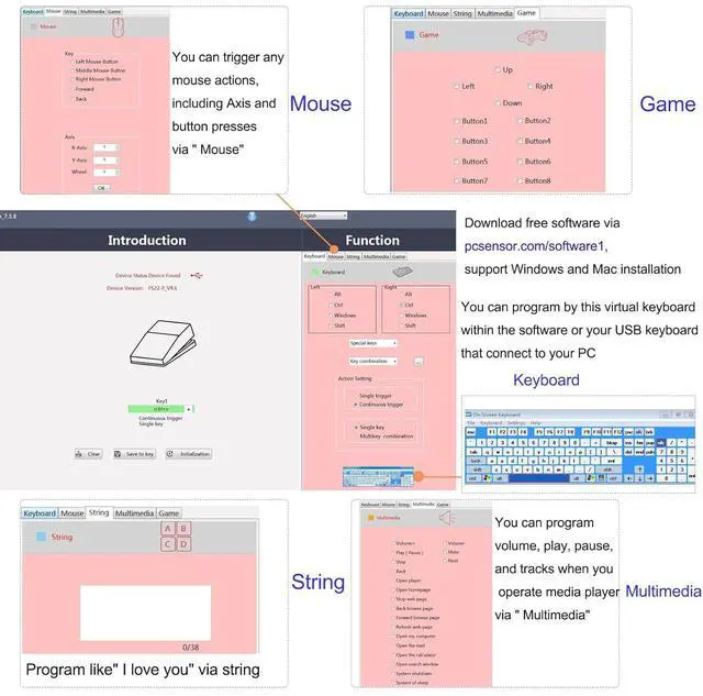 Alt view image 3 of 7 - iKKEGOL USB Foot Pedal, USB Single Foot Switch Game Control, One Key Programmable Footswitch Map Mouse Keyboard for Video Game Push to Talk, Transcription HID