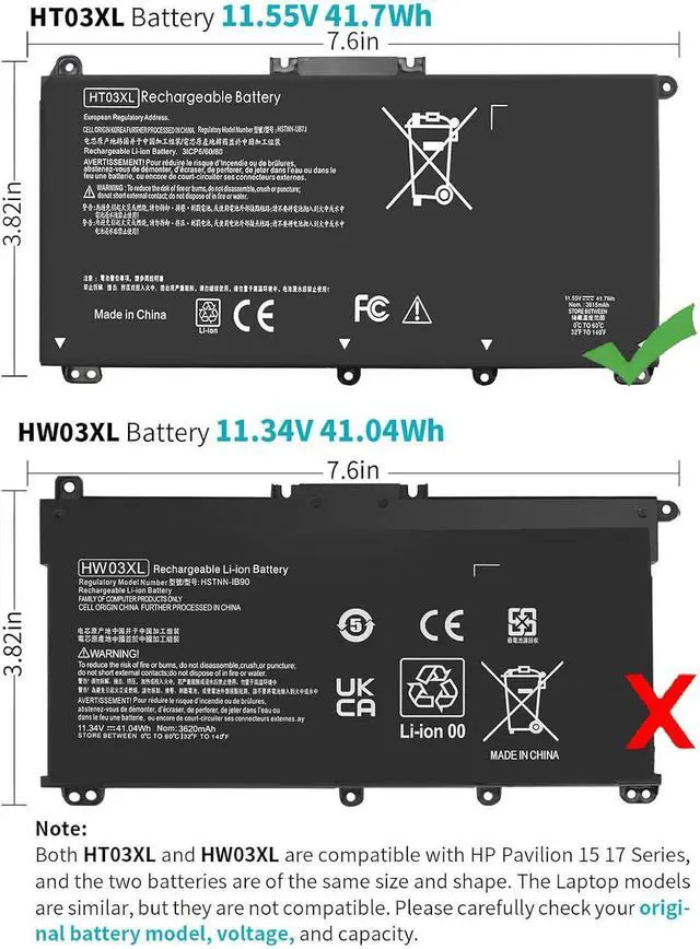 Alt view image 5 of 7 - HT03XL L11119-855 Laptop Battery for HP Pavilion 14-CE 14-CF 14-DF 15-CS 15-DA 15-DB 15-DW 17-by 17-CA Series 15-CS0053CL 15-DW0033NR 15-DA0014DX L11421-542 L11421-2C2 HSTNN-UB7J HSTNN-DB8R HT03041XL