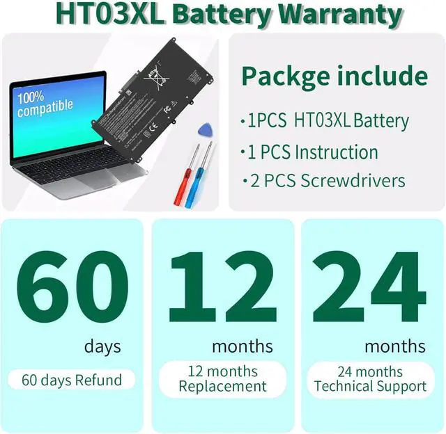 Alt view image 6 of 7 - HT03XL L11119-855 Laptop Battery for HP Pavilion 14-CE 14-CF 14-DF 15-CS 15-DA 15-DB 15-DW 17-by 17-CA Series 15-CS0053CL 15-DW0033NR 15-DA0014DX L11421-542 L11421-2C2 HSTNN-UB7J HSTNN-DB8R HT03041XL