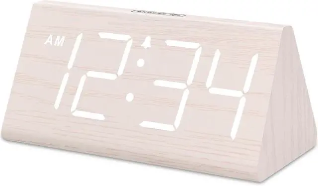 Main image of DreamSky Wooden Digital Alarm Clock for Bedroom - Living Room Desk Clock with Large Numbers, Bedside Nightstand Clock with USB Port, Adjustable Volume, Dimmer, Snooze, DST, Office Wood Décor, Gifts