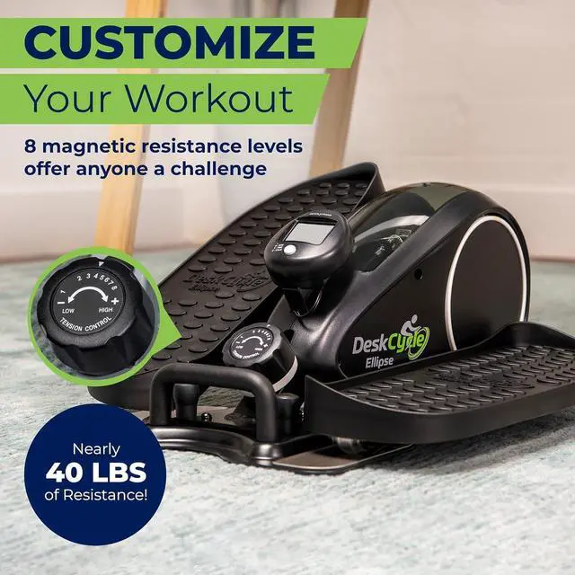Alt view image 3 of 7 - DeskCycle Ellipse Leg Exerciser - Under Desk Elliptical Machine and Foot Pedal Exerciser - Leg Exerciser While Sitting - Compact Under Desk Exercise Equipment