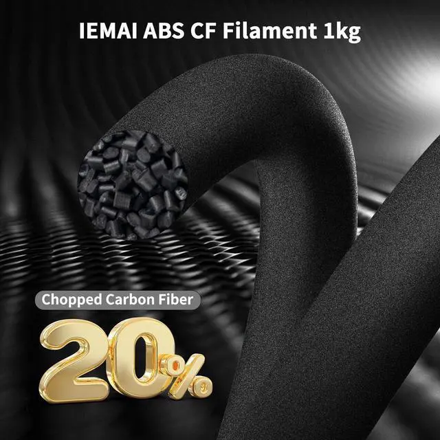 Alt view image 2 of 7 - IEMAI Carbon Fiber ABS Filament 1.75mm, Black ABS-CF 1kg Spool, High Strength, Impact & Heat Resistant 3D Printer Filament, Perfect for Functional Parts & Industrial Applications
