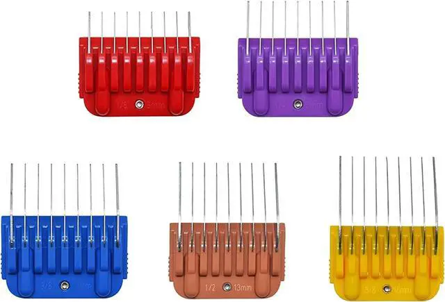 Main image of COSYONALL Animal Stainless Steel 5 Color Dog Guide Comb Set,Cutting Length 1/8"-5/8" for 10#/15#/30# A5 Detachable Blade,Compatible with Andis, Oster A5, Wahl KM Series Clipper Guards