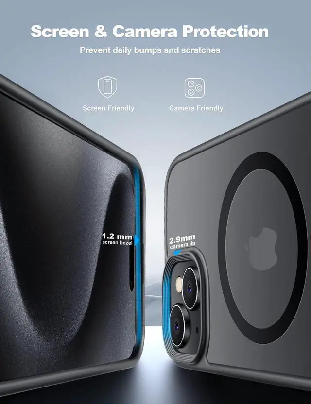 Alt view image 4 of 7 - Magnetic for iPhone 15 Case Drop Resistant Matte Skin Feeling Back Cover Shockproof Slim Fit for iPhone 15 Phone CaseMatte Black