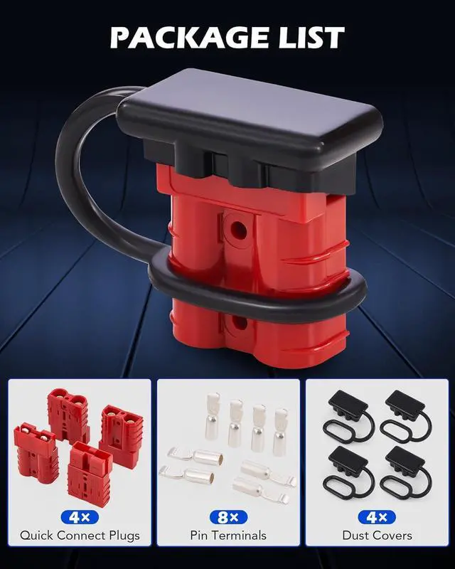 Alt view image 4 of 7 - Orion Motor Tech Wire Connector 4 Pack, 50A Wire Harness Plug Kit for 6-12 Gauge Cables, 12V-36V Battery Quick Connect Disconnect Set for Car Bike ATV Winches Lifts Motors More, Set of 4, Red