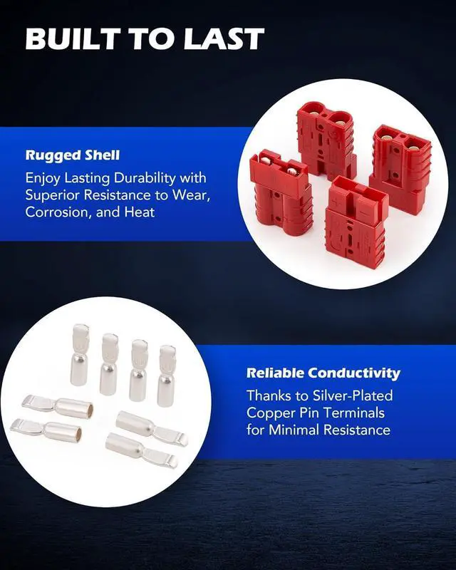 Alt view image 5 of 7 - Orion Motor Tech Wire Connector 4 Pack, 50A Wire Harness Plug Kit for 6-12 Gauge Cables, 12V-36V Battery Quick Connect Disconnect Set for Car Bike ATV Winches Lifts Motors More, Set of 4, Red