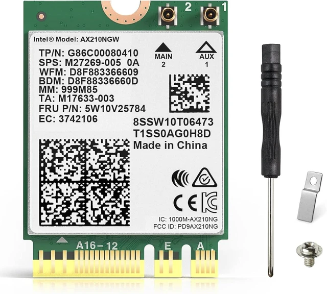 Main image of M.2 WiFi Card AX210 Bluetooth 5.3 WiFi 6E Wireless Card Laptop | AX210NGW Bluetooth 5.3 Tri-Band 5400Mbps Network Card Adapter for Laptop Support Windows 10/11 (64bit) M.2/NGFF