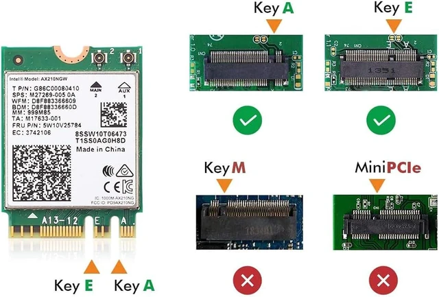 Alt view image 6 of 7 - M.2 WiFi Card AX210 Bluetooth 5.3 WiFi 6E Wireless Card Laptop | AX210NGW Bluetooth 5.3 Tri-Band 5400Mbps Network Card Adapter for Laptop Support Windows 10/11 (64bit) M.2/NGFF