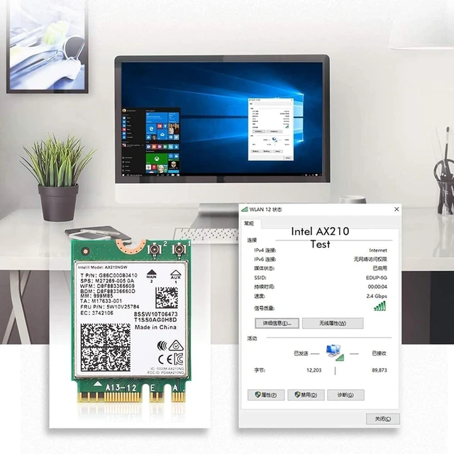 Alt view image 7 of 7 - M.2 WiFi Card AX210 Bluetooth 5.3 WiFi 6E Wireless Card Laptop | AX210NGW Bluetooth 5.3 Tri-Band 5400Mbps Network Card Adapter for Laptop Support Windows 10/11 (64bit) M.2/NGFF