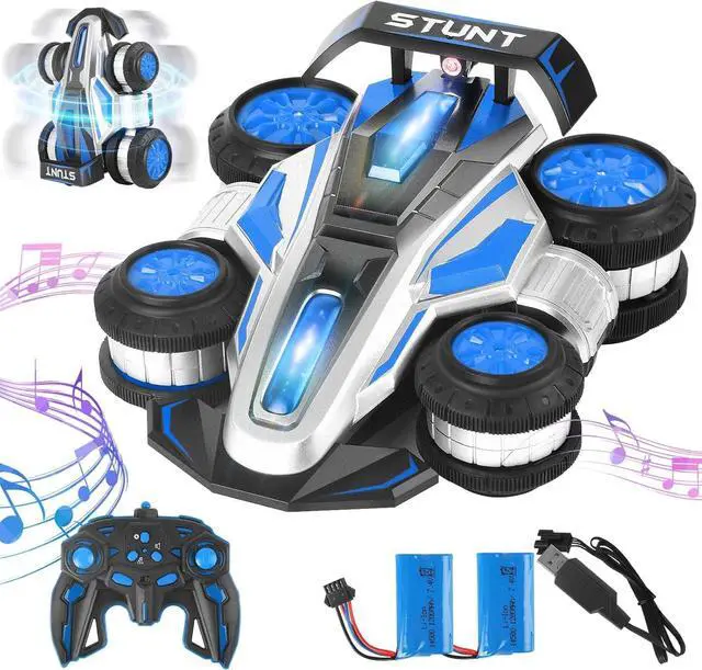 Main image of Remote Control car, 2.4 GHz Stunt Car, Upright Walking RC Cars 360° Deformation Rotation, with Lights and Music RC car 4WD High Speed Off Road Toy Presents for 6 7 8 9 10 boy and Girl (Blue)