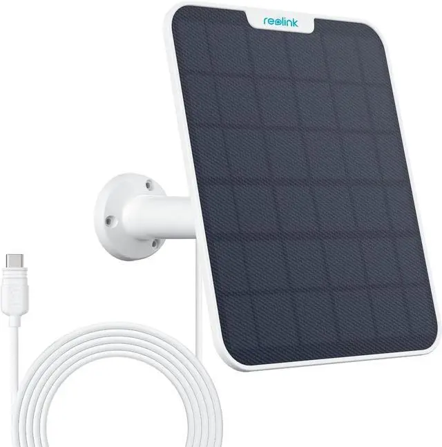 Main image of REOLINK 6W Solar Panel White, Non-Stop Solar Power Supply for All Wireless Battery Camera, Trackmix/Argus PT/Go PT Ultra, Waterproof, Adjustable Mount, 4 Meters Cable(Only Use for Battery Cameras)