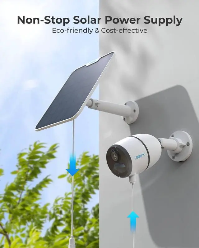 Alt view image 3 of 7 - REOLINK 6W Solar Panel White, Non-Stop Solar Power Supply for All Wireless Battery Camera, Trackmix/Argus PT/Go PT Ultra, Waterproof, Adjustable Mount, 4 Meters Cable(Only Use for Battery Cameras)