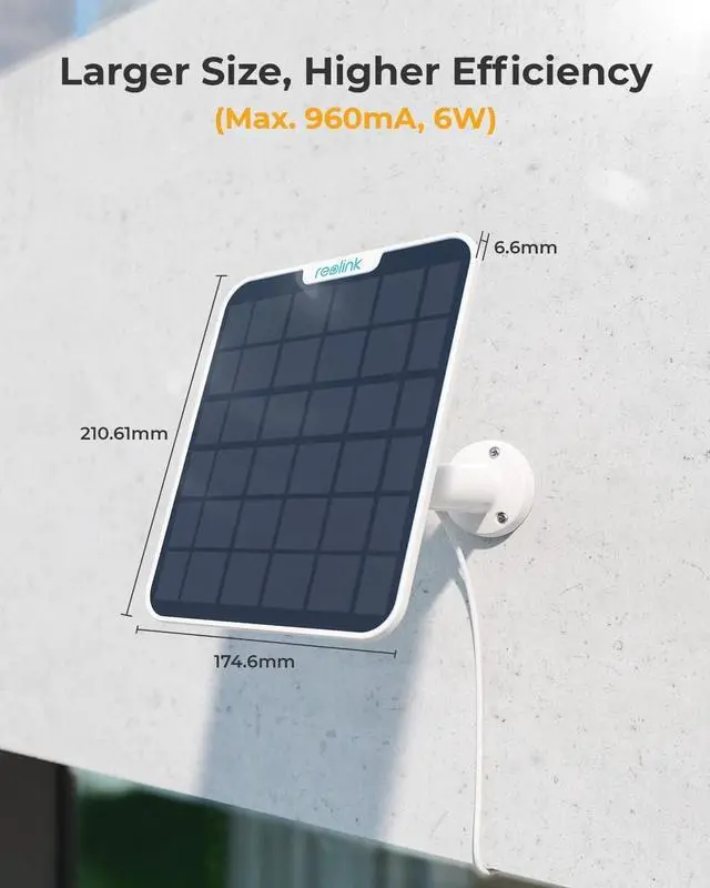 Alt view image 2 of 7 - REOLINK 6W Solar Panel White, Non-Stop Solar Power Supply for All Wireless Battery Camera, Trackmix/Argus PT/Go PT Ultra, Waterproof, Adjustable Mount, 4 Meters Cable(Only Use for Battery Cameras)