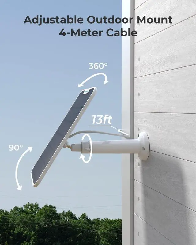 Alt view image 4 of 7 - REOLINK 6W Solar Panel White, Non-Stop Solar Power Supply for All Wireless Battery Camera, Trackmix/Argus PT/Go PT Ultra, Waterproof, Adjustable Mount, 4 Meters Cable(Only Use for Battery Cameras)