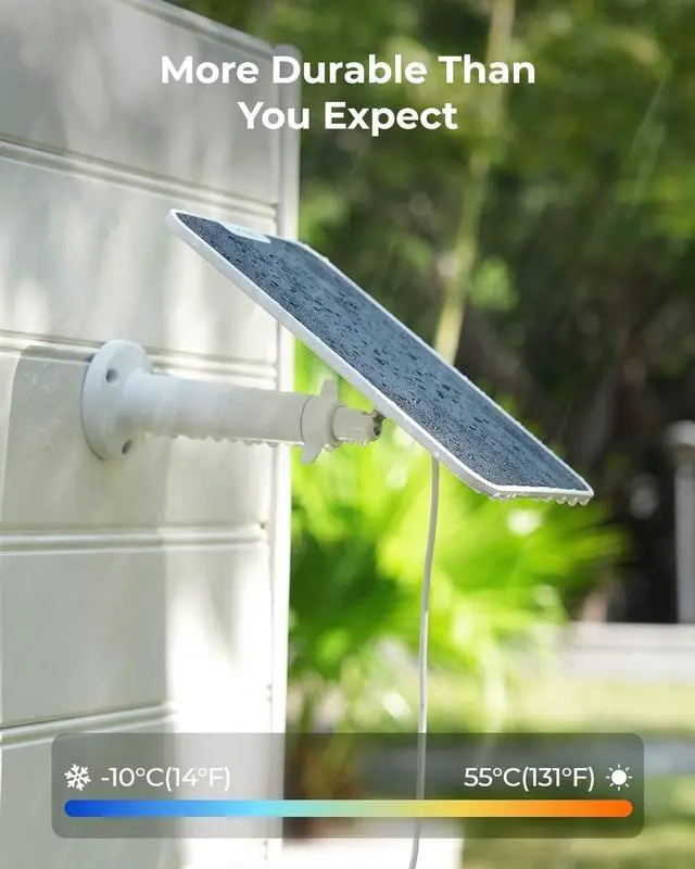 Alt view image 5 of 7 - REOLINK 6W Solar Panel White, Non-Stop Solar Power Supply for All Wireless Battery Camera, Trackmix/Argus PT/Go PT Ultra, Waterproof, Adjustable Mount, 4 Meters Cable(Only Use for Battery Cameras)
