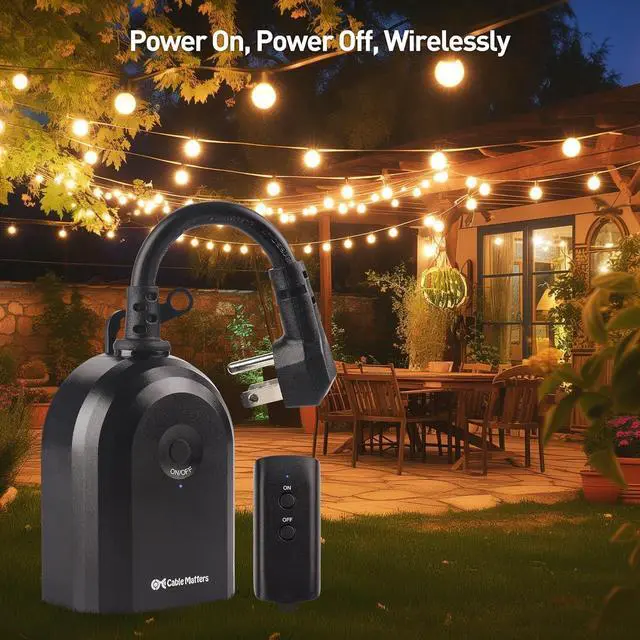 Alt view image 2 of 7 - [ETL Listed] Cable Matters Weatherproof Indoor/Outdoor Remote Control Outlet with Dual Outlets & Low Profile Flat Plug - 80 ft Range, Black