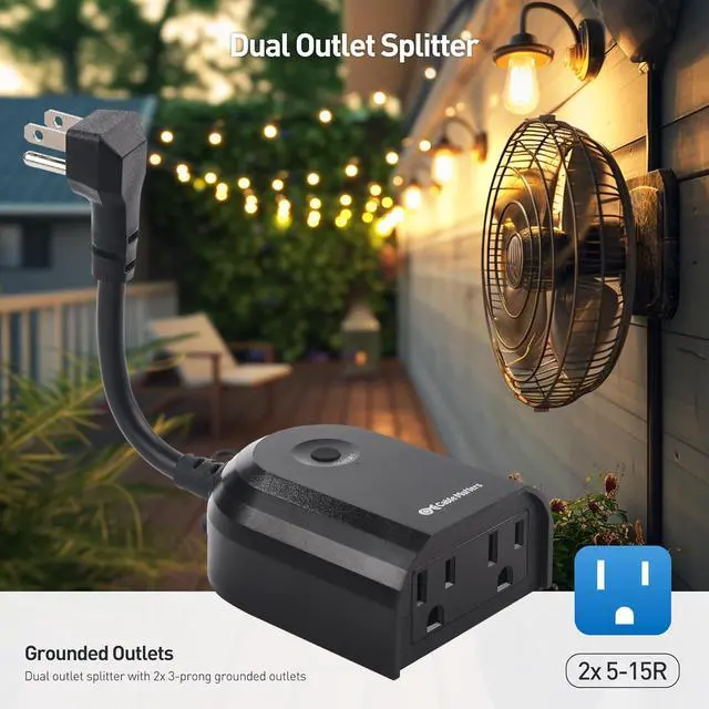 Alt view image 4 of 7 - [ETL Listed] Cable Matters Weatherproof Indoor/Outdoor Remote Control Outlet with Dual Outlets & Low Profile Flat Plug - 80 ft Range, Black