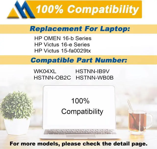 Alt view image 5 of 6 - 70.07Wh WK04XL Laptop Battery Replacement for Hp Victus 16-b 16-c 16-d 16-e Series 16-D0013DX 16-D0001UR 16-D1113TX 16-E0005UA 16-E0029UR 16-E0194NW HSTNN-OB2C M38822-AC1 4-Cell