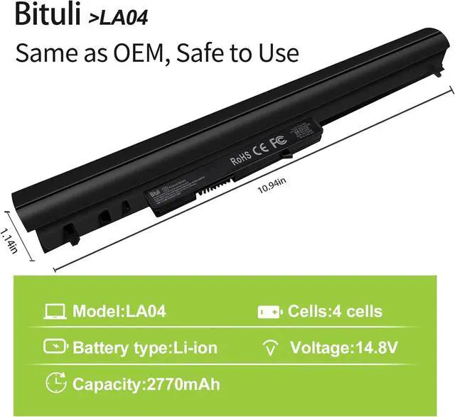 Alt view image 2 of 6 - LA04 776622-001 Replacement Battery for LA03DF 15-F272WM 15-F233WM 15-F211WM 752237-001 728460-001 15-F162DX 15-F039WM 15-N210DX 15-F100DX 15-F010DX