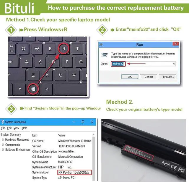 Alt view image 4 of 6 - LA04 776622-001 Replacement Battery for LA03DF 15-F272WM 15-F233WM 15-F211WM 752237-001 728460-001 15-F162DX 15-F039WM 15-N210DX 15-F100DX 15-F010DX