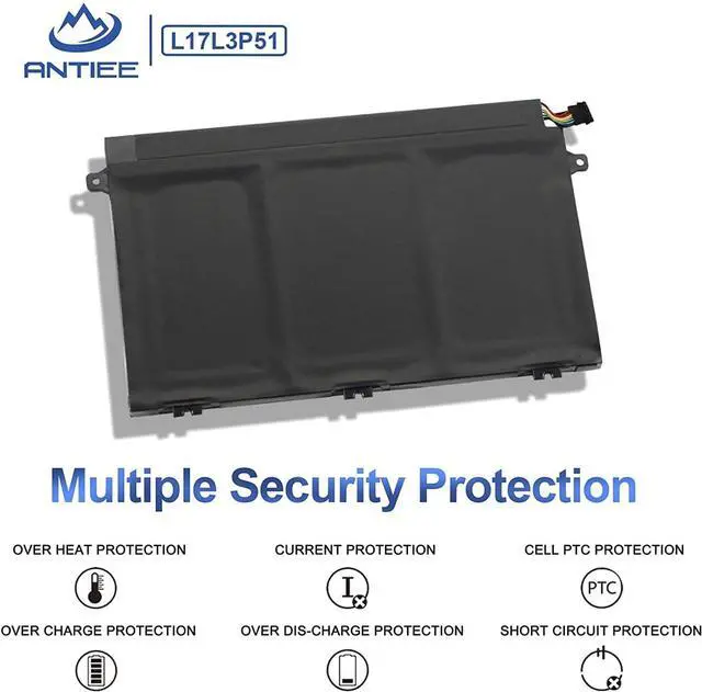 Alt view image 5 of 7 - ANTIEE 01AV445 L17L3P51 Battery Compatible with Lenovo ThinkPad E480 E490 E485 E495 E580 E585 E590 E595 E14 E15 Series SB10K97606 SB10K97608 01AV447 01AV448 L17C3P51 L17M3P52 SB10K97609 11.1V 45Wh
