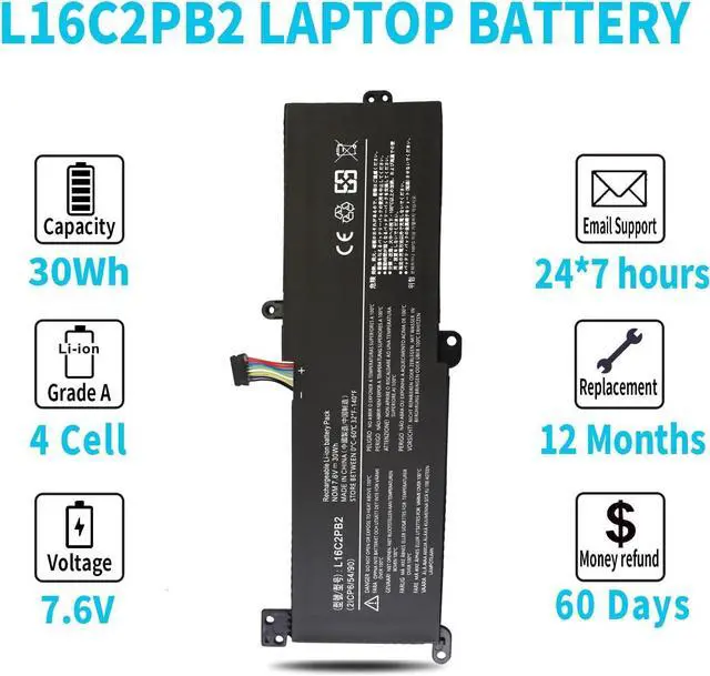 Alt view image 5 of 6 - L16C2PB2 Battery for Lenovo IdeaPad 330 320 S145 330-15ikb 330-15igm 330-15ast 320-15ikb 320-17ikb 320-15abr 320-15iap s145-15iwl s145-15ast L16M2PB2 L16M2PB1 L17L2PF1 L16C2PB1 L16L2PB2 L16L2PB3