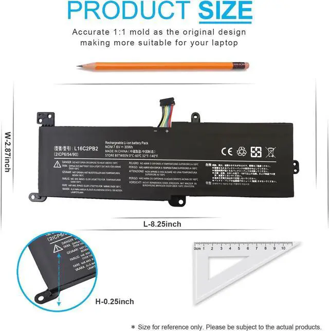 Alt view image 4 of 6 - L16C2PB2 Battery for Lenovo IdeaPad 330 320 S145 330-15ikb 330-15igm 330-15ast 320-15ikb 320-17ikb 320-15abr 320-15iap s145-15iwl s145-15ast L16M2PB2 L16M2PB1 L17L2PF1 L16C2PB1 L16L2PB2 L16L2PB3