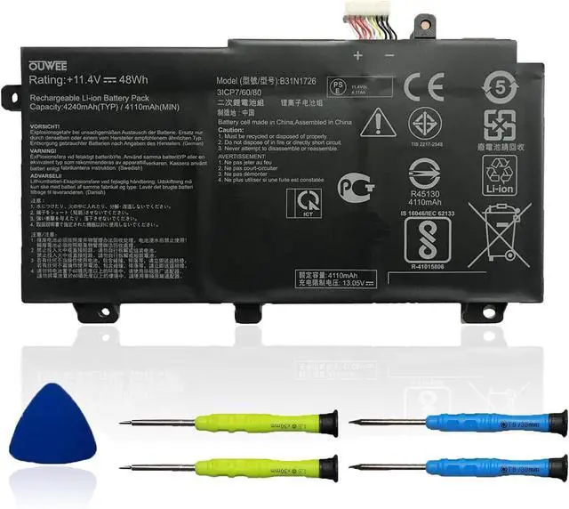 Main image of B31N1726 Battery for Asus FX80 FX86 TUF FX504 FX504G FX504GD FX504GE FX504GM FX505 FX505DT FX505DV FX505DU A15 FA506IU A17 FA706II Serie 11.4V 48Wh(Shape-A)