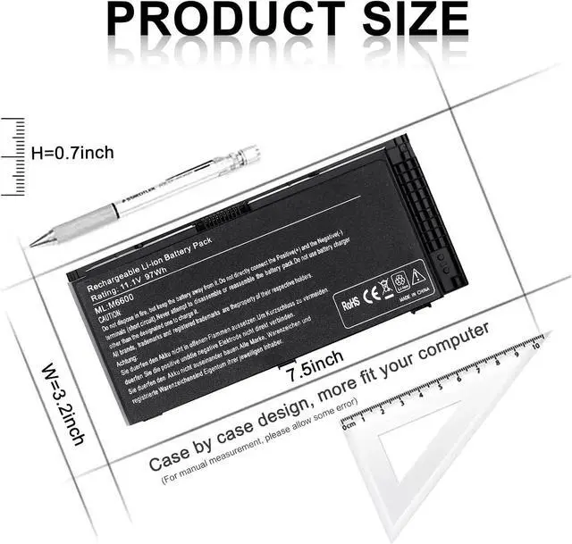 Alt view image 3 of 6 - IEFUU New M6600 Laptop Battery for Dell Precision M4600 M4700 M4800 M6700 M6800 Series Battery Fits Type FV993 KJ321 FJJ4W R7PND PG6RC RY6WH V7M28 J5CG3 FVWT4 11.1V 97Wh