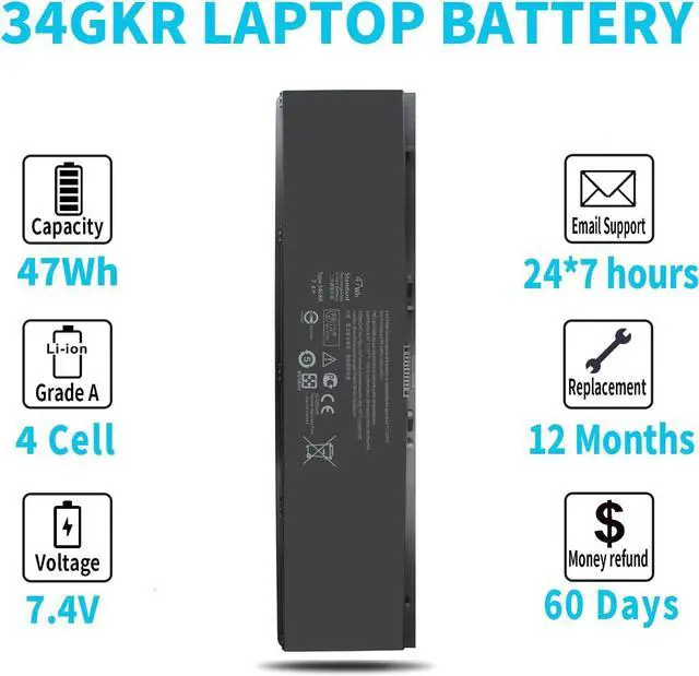 Alt view image 5 of 7 - Emanjor Type 34GKR E7440 Laptop Battery Replacement for Dell Latitude E7440 E7450 E7420 3RNFD 5K1GW V8XN3 PFXCR G95J5 G0G2M F38HT T19VW 0909H5 0G95J5 P40G 451-BBFV 451-BBFS 451-BBFY E225846 4-Cell